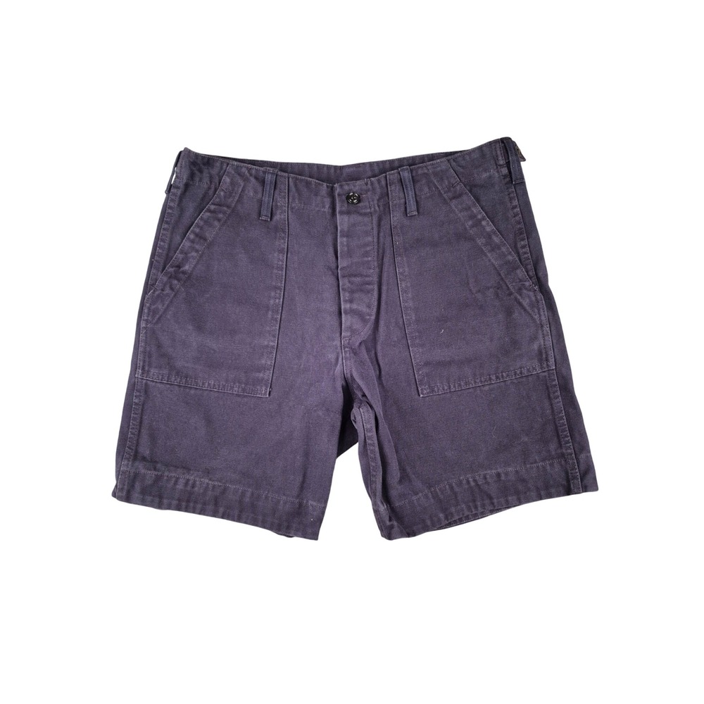 Filson Mens Navy Field Supply Canvas Utility Patch Pocket Button Fly Shorts 36
